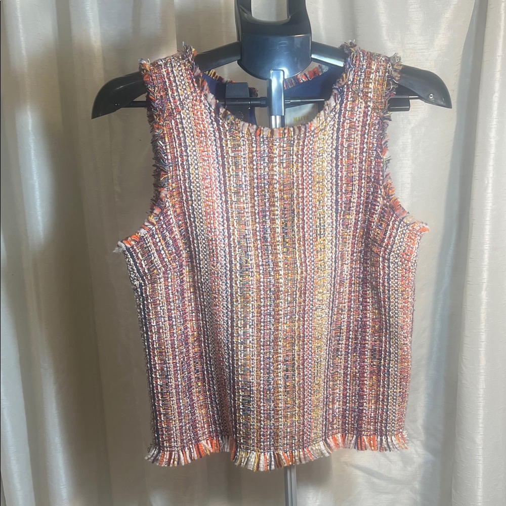 Anthropologie Sleeveless Fringe Tweed Top - Picture 2 of 8